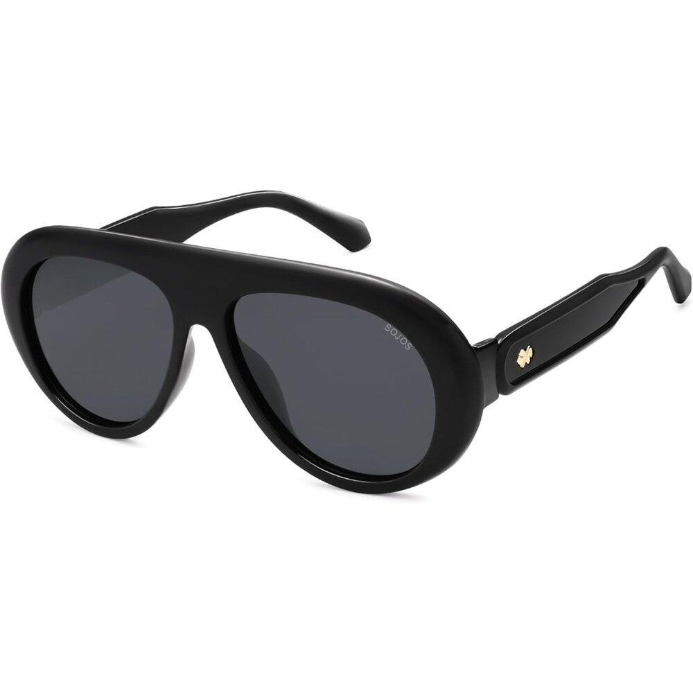 Women's Black/Grey Men Retro Vintage 70s Style UV Protection Sun Glasses